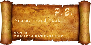 Petres Erzsébet névjegykártya
